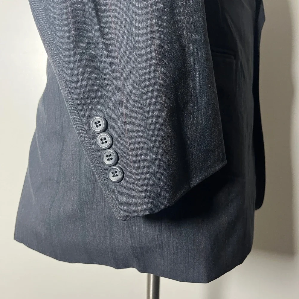 H. Freeman & Son 2-Piece Suit Mens 44R W38 Charcoal Grey Pinstripe Vintage USA